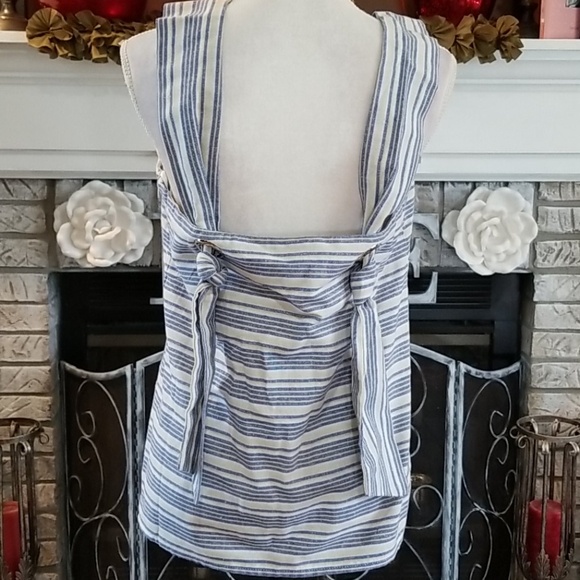 Linen Lux blue striped top, new with tags, size L - Picture 5 of 8